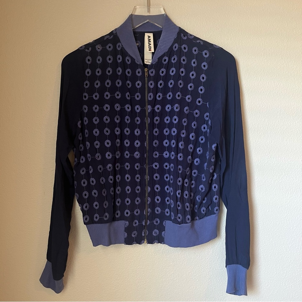 Anthropologie Amadi Eyelet Bomber Cotton Jacket Size S Petite
